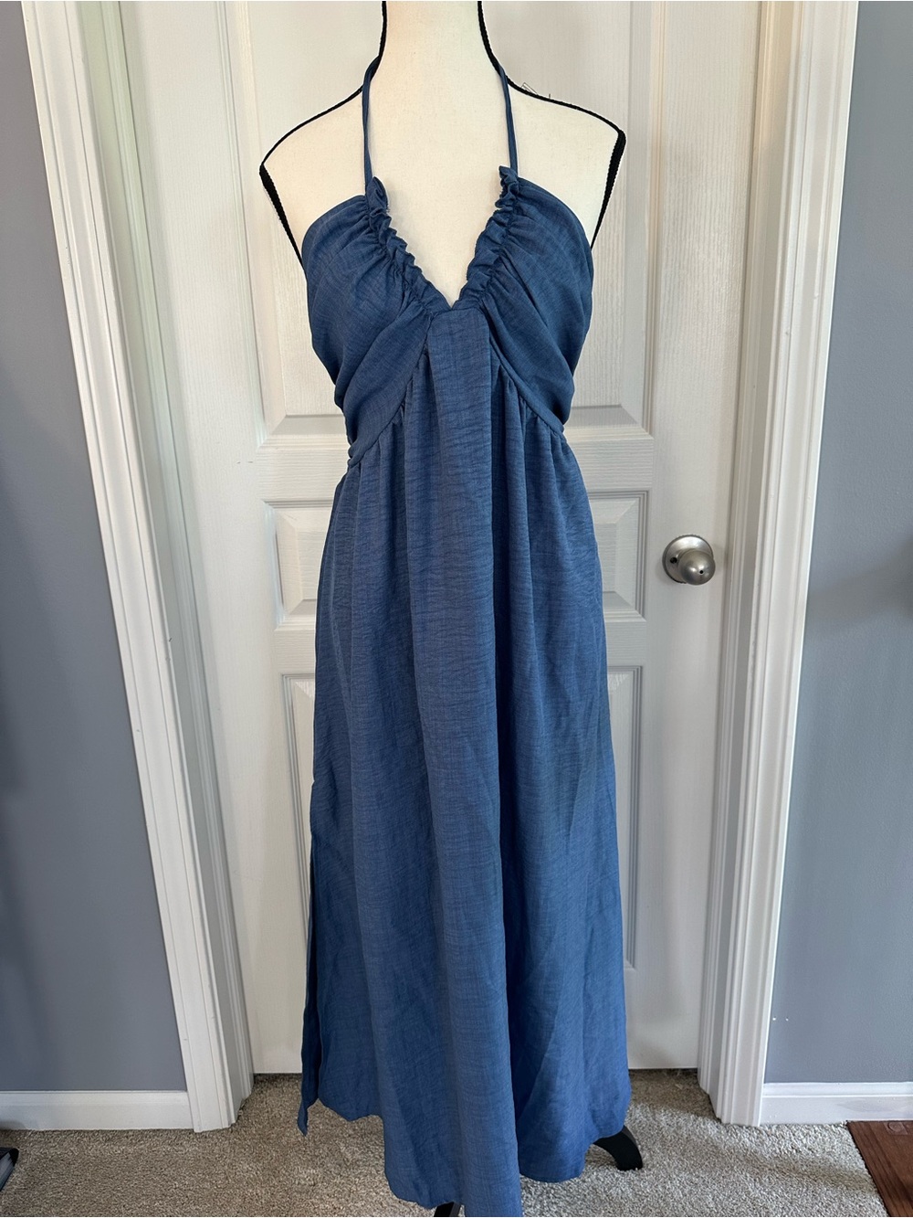 SHEIN Blue Summer Halter Dress – NWOT Women’s Size Medium